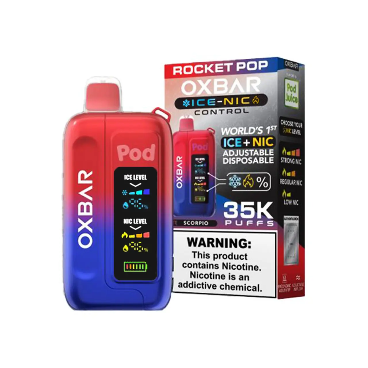 [Vape Desechable Oxbar Ice-Nic Control 35000 Puffs-Oxbar - Strawberry Watermelon Peach - 5% - 35000] Vape Desechable Oxbar Ice-Nic Control 35000 Puffs (Strawberry Watermelon Peach)